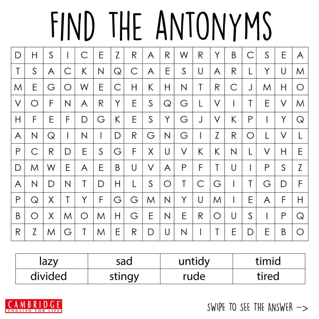 antonym word search puzzles