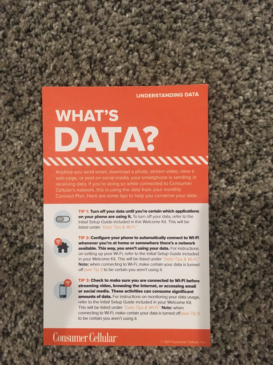 THOLBROOK_'s tweet image. Handy insert from my geriatric-friendly cell provider, Consumer Cellular. #whatisdata? #data @consumerplans
