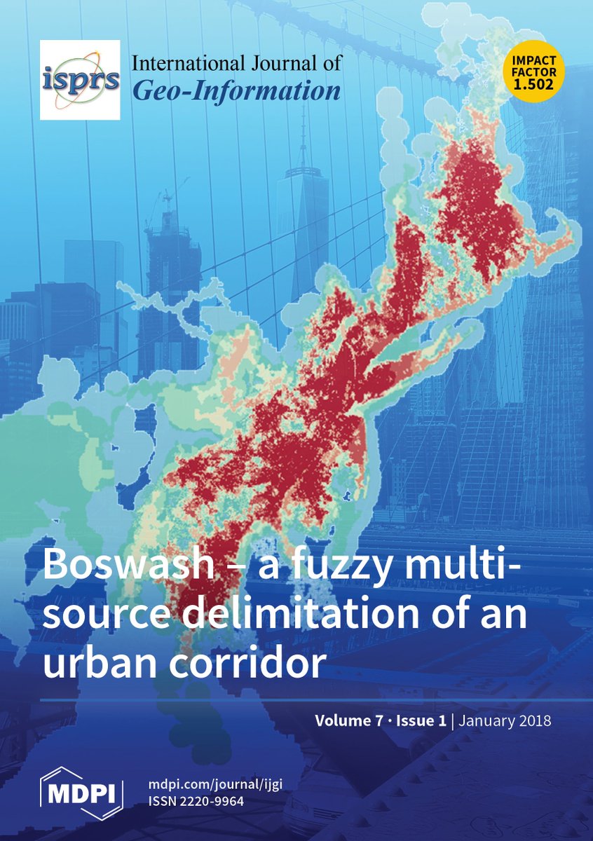 ISPRS_IJGI's tweet image. @ISPRS_IJGI, 👉Volume 7, Issue 1 (January 2018) has been released. All papers are available online at: mdpi.com/2220-9964/7/1
[Cover Story] &quot;Are We in Boswash Yet? A #MultiSource #Geodata Approach to Spatially Delimit #Urban Corridors&quot;
 #urbanplanning 
#spatialanalysis