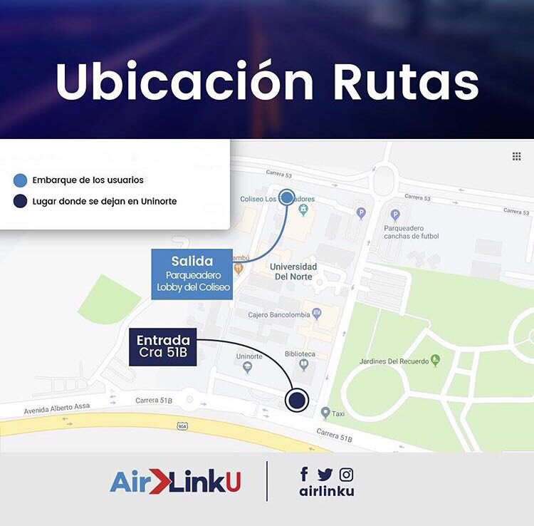 ViveBienesUN's tweet photo. ¡Llegó @AirlinkU a Uninorte! 🚙💨Una nueva manera de transportarte. Aprovecha esta oportunidad de desplazarte más fácil y más cómod@ desde o hacia la @UninorteCO.Te invitamos a que descargues la app y descubras mas formación ¡te encantará! Desde 29 de Enero las encontrarás. https://t.co/E5SVl55A9V