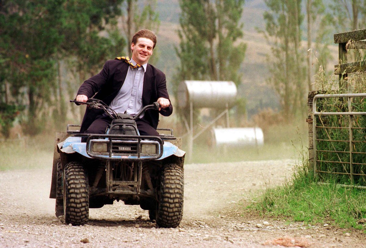 On the farm: Bill English on quadbike, 1990s #nzpol
