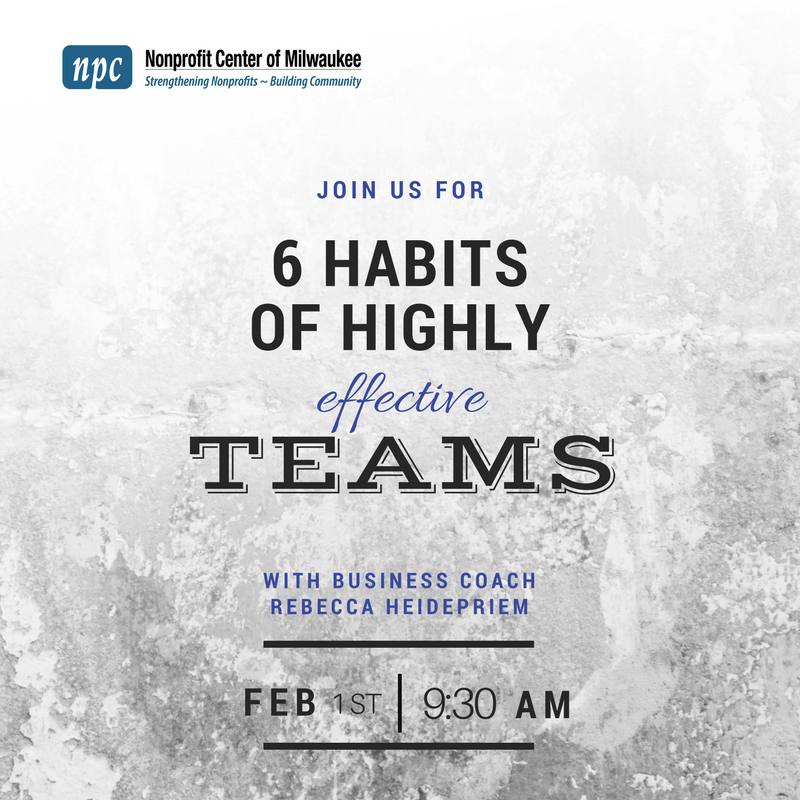 6 Habits of Highly Effective Teams - they might not be what you think! Join Rebecca Heidepriem from <a href="/ActionCOACH/">ActionCOACH Global</a> on Feb 1 to learn all about it. REGISTER: bit.ly/2Bqu8LG #ACTIONcoach #mke #nonprofits #worksmarter