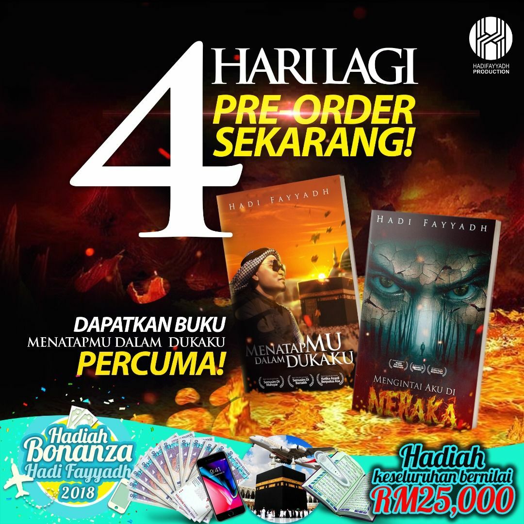 HF_Collectionz's tweet image. 😨TINGGAL 4 HARI LAGI?😱
.
.
Dapatkan satu lagi Novel PERCUMA, Menatapmu Dalam Dukaku dengan setiap pembelian Novel Mengintai Aku di Neraka.
.
Jom Pre Order sekarang sementara TAWARAN ini masih sah sebelum ianya TAMAT pada 28 JANUARI 2018 ini!
Hubungi kami sekarang! +601111659603