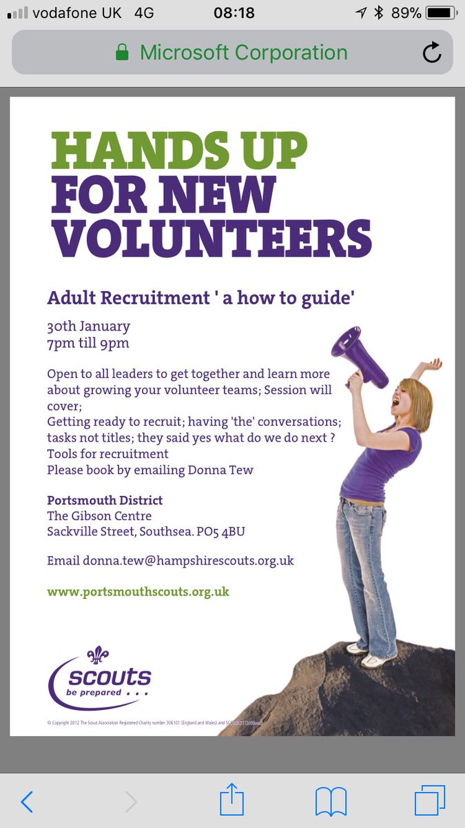 Hampshire Scouts Growth Team (@scoutsgrowth) on Twitter photo Portsmouth District are holding an Adult Recruitment workshop at the Gibson Centre 7-9 Tues 30th ALL welcome... Build your Adult team!! email Donna.tew@Hampshire.scouts.org.uk to let us know you are coming! Portsmouth District are holding an Adult Recruitment workshop at the Gibson Centre 7-9 Tues 30th ALL welcome... Build your Adult team!! email Donna.tew@Hampshire.scouts.org.uk to let us know you are coming!