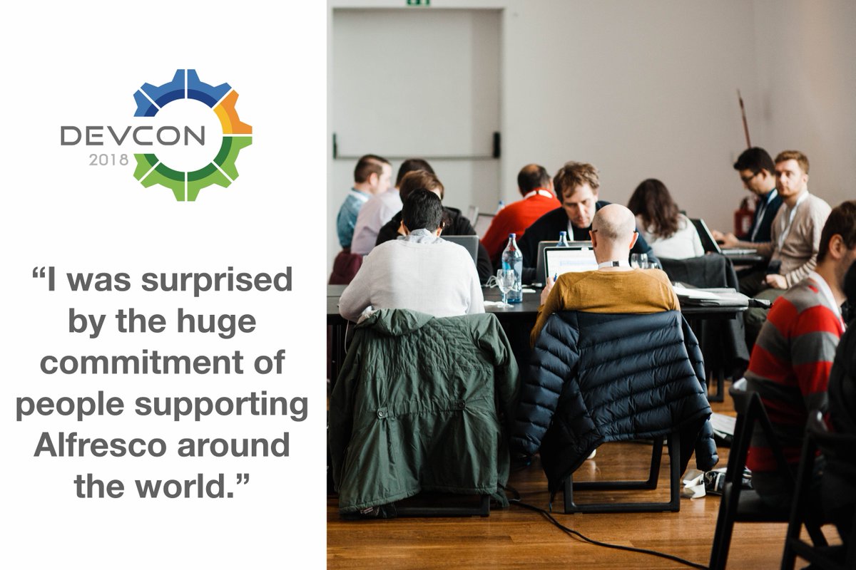FrkCorti's tweet photo. Quote from the #Alfresco DevCon survey: I was surprised by the huge commitment of people supporting Alfresco around the world. Our Community of developers rocks! #alfrescodevcon https://t.co/jp9322HPJL
