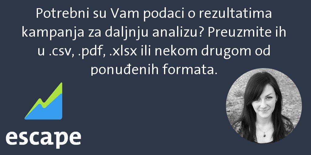 escape2web's tweet photo. Potrebni su Vam podaci o rezultatima AdWords kampanja za daljnju analizu? Preuzmite ih u .csv, .pdf, .xlsx ili nekom drugom od ponuđenih formata.
- by  @_ana_boskovic_ https://t.co/m1sWxnwafP