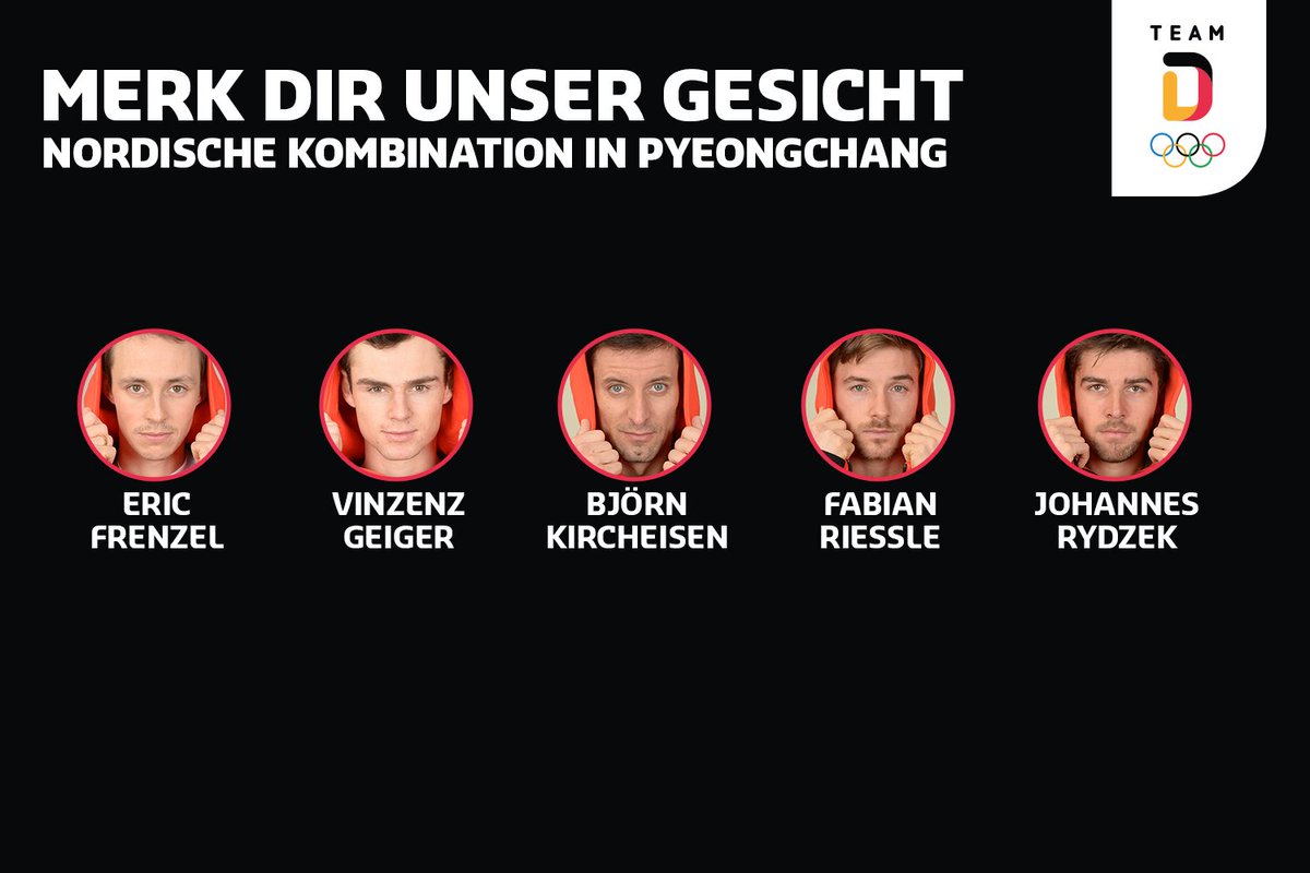 Diese Gesichter solltet ihr euch unbedingt merken! Unsere Nordischen Kombinierer um <a href="/eric_frenzel/">Eric Frenzel</a> und <a href="/BKircheisen/">Björn Kircheisen</a> für #PyeongChang2018. 
#WirfuerD 
#TeamDeutschland 
<a href="/skiverband/">Deutscher Skiverband</a>