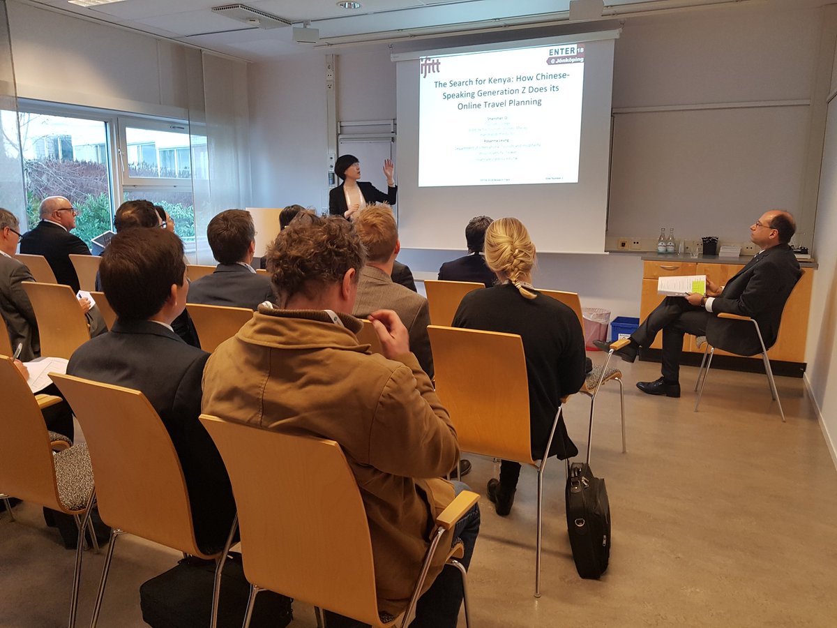 JohannaHags's tweet photo. Shanshan Qi and Rosanna Leung are first off at #information #search and #travel #behaviour session presenting how chinese-speaking #GenerationZ Does its #online #travel #planning at #ENTER2018 #eTourism Conference in Jönköping @JKPG #Sweden: Follow us @IFITTorg https://t.co/hY030njRtm