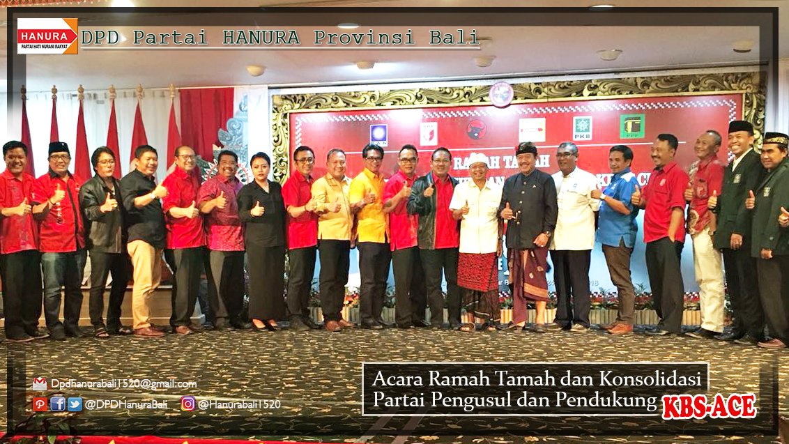 DPDHanuraBali's tweet photo. Acara Ramah Tamah dan Kosolidasi Partai Pengusul dan Pendukung KBS-ACE.
 Menang! Salam 1 Jalur.
 #satujalur #Gubernurbali https://t.co/xCYYQ1Node