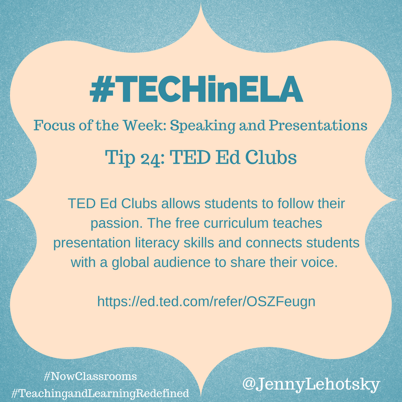 JennyLehotsky's tweet photo. Day 24 #TECHinELA Spread #studentvoice with @TED_ED Clubs! https://t.co/c5HiGC0way 
#TeachingandLearningRedefined #Nowclassrooms #D100pride 
(Long day, but got the tweet out just in time! 24 days and going strong!) https://t.co/XTkXmADD6Y