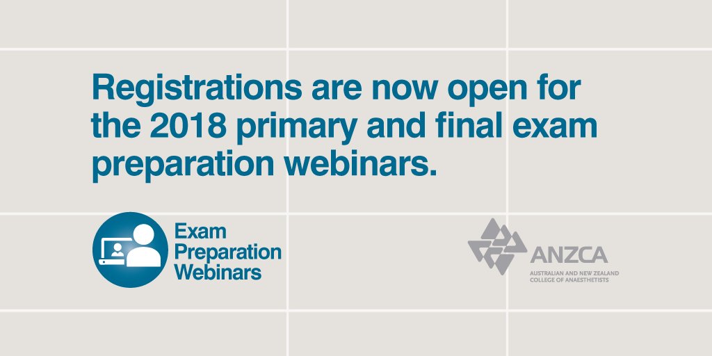 ANZCA's tweet photo. #ANZCAtrainees preparing for their #finalexams are invited to take part in a FREE webinar on Friday February 23 at 7-8pm AEDT. Spaces are limited, so get in quick! The session will be recorded &amp; made available for trainees who are unable to attend https://t.co/MSm9PUdn6r https://t.co/9cO9TJHiN9