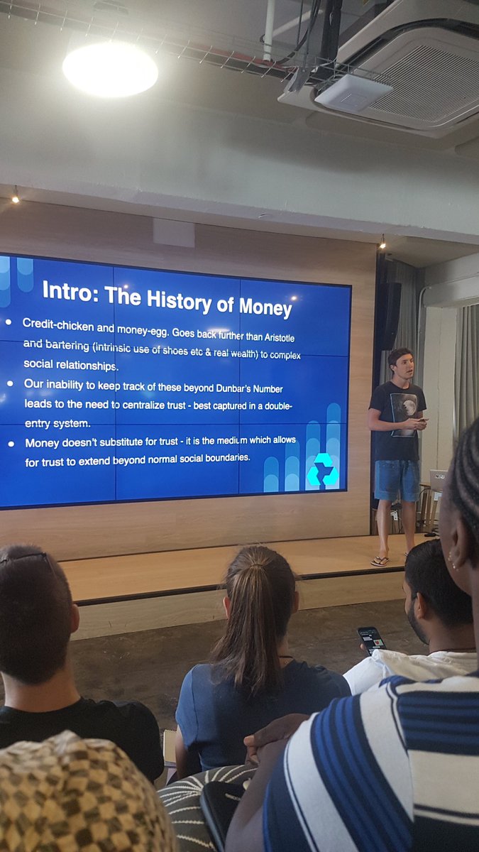 levackt's tweet photo. Awesome intro to money, philosophy and a bit of linguistics by Andrew Tudhope @LinumEthereum #UnlockTheBlock2018 https://t.co/RTCM866sG6