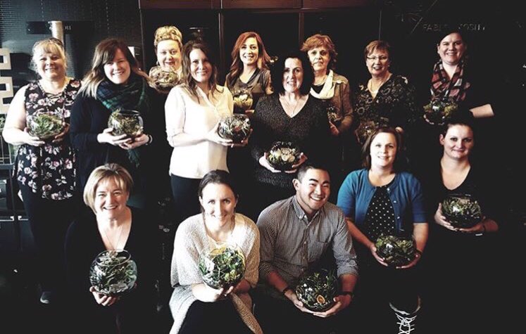 brandyraerae's tweet photo. #TeamBuilding with the #PedsMedEdTeam at @faBLOOMosity - so pleased with my #Terrarium. #SeaGlass #GiftForMom #FunTimesAtWork #Succulents #BestWednesday @UAlberta_FoMD https://t.co/k3Wi5CCuyB