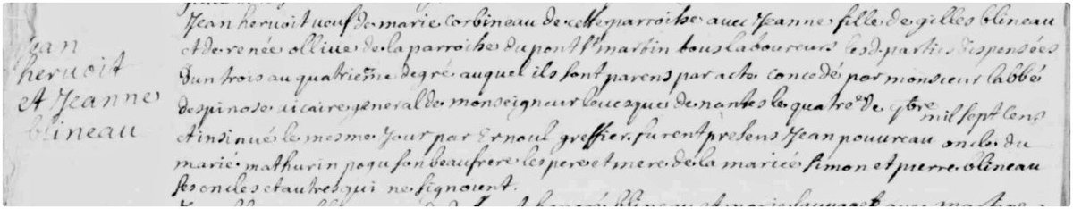 GeneaNantes's tweet photo. #Généalogie | #1J1Ancêtre
Le #25Janvier 1701, Jean #HERVOUET (Sosa 976 Gen10), veuf, épouse en secondes en noces Jeanne #BLINEAU (Sosa 977 Gen10) dans la petite paroisse du #LeBignon (44) https://t.co/FCzezKEmLz