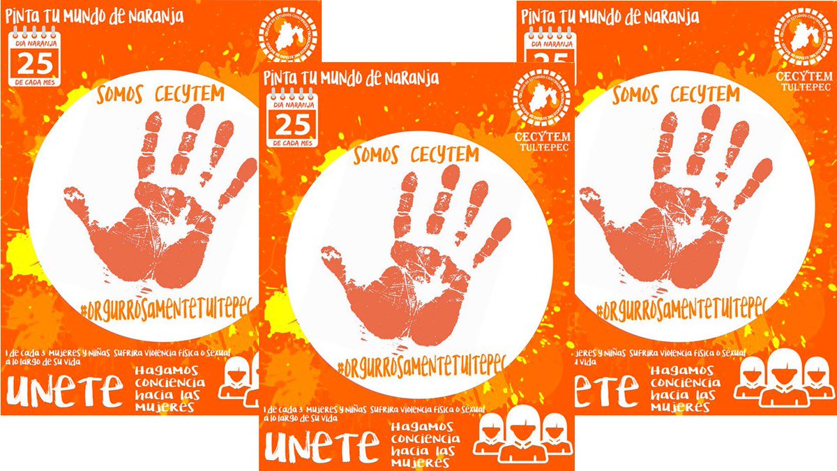 rita_tult's tweet photo. PINTA EL MUNDO DE NARANJA. 
Pongamos fin a la violencia  contra mujeres y niñas. 
“El mundo cambia con tu ejemplo, no con tu opinión”

 #SomosCECyTEM #OrgullosamenteTULTEPEC  #DíaNARANJA https://t.co/WmQg29G2uy