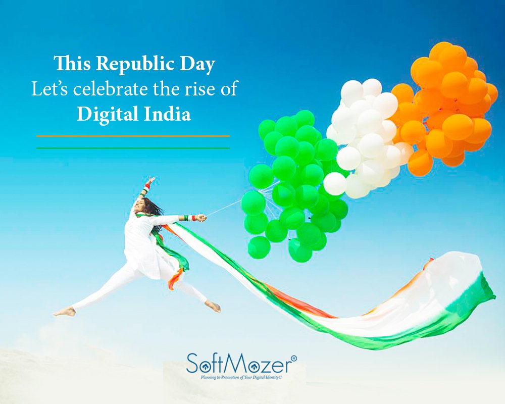 Let's celebrate the rise of Digital India. #SoftMozerBusinessConsulting wishes every citizen of #India a Happy Republic Day! Jai Hind. #DigitalIndia #softmozer #RepublicDay