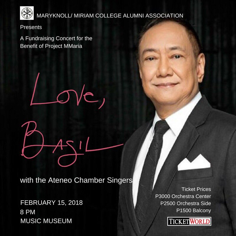 See you all on February 15 at the Music Museum, for tickets pls check <a href="/TicketWorldInc/">TicketWorld Manila</a> #basilvaldez