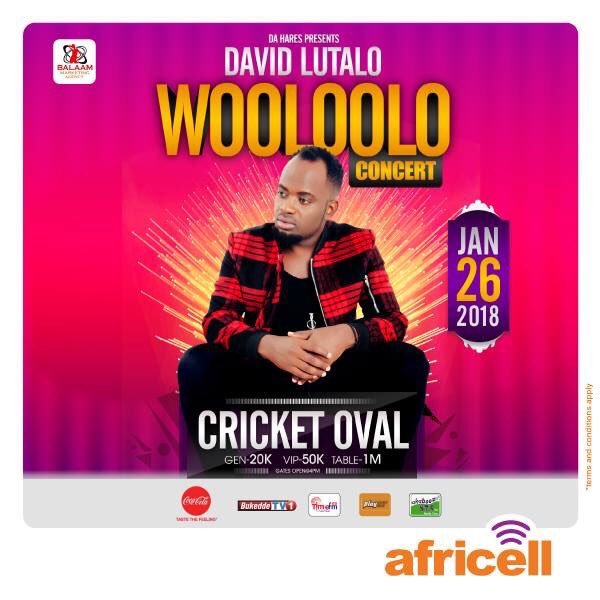 Ugaman01's tweet photo. Hello #UgamanCommunity in the spirit of supporting our own Ugandan Content, I call upon you to go in large numbers and support David Lutalo in the #WoolooloConcert At Lugogo Cricket Oval. Thanks @africellUG for powering this Concert. Please RT https://t.co/I4BqgUDkfX