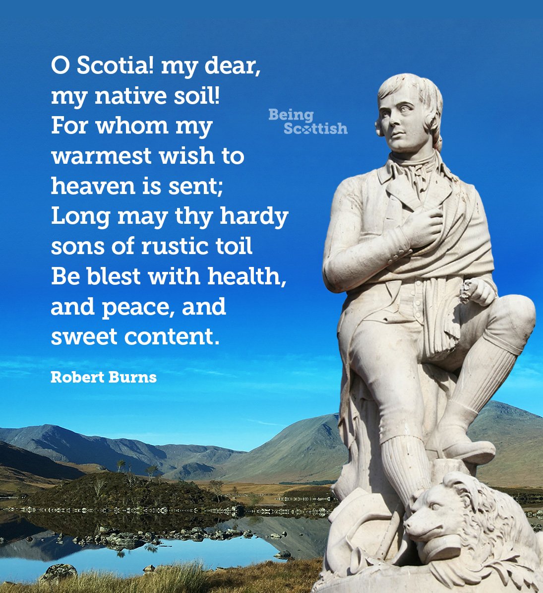 Enjoy yer Burns Suppers tonight folks!
On this day in 1759: Robert Burns, legendary national poet of Scotland, was born in Alloway, Ayrshire. After Queen Victoria and Columbus, Burns has more statues of him around the world than any other non-religious figure.
