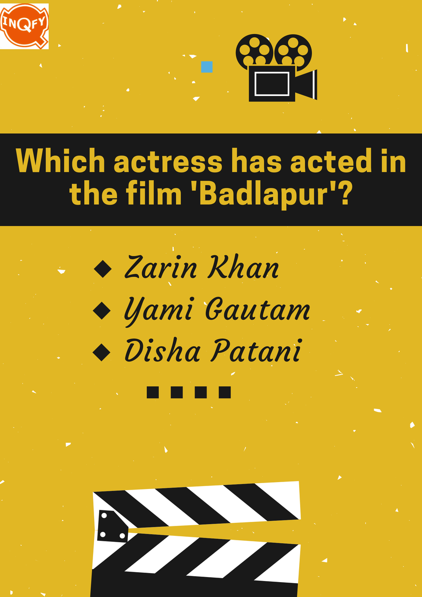InQfy_TVFilms's tweet photo. Create more filmy questions, quizzes & Polls @ InQfy #inqfy #questions #polls #quizzes #films #movie #badlapur #varun #dhavan #entertainment https://t.co/e2tiDcVfzL