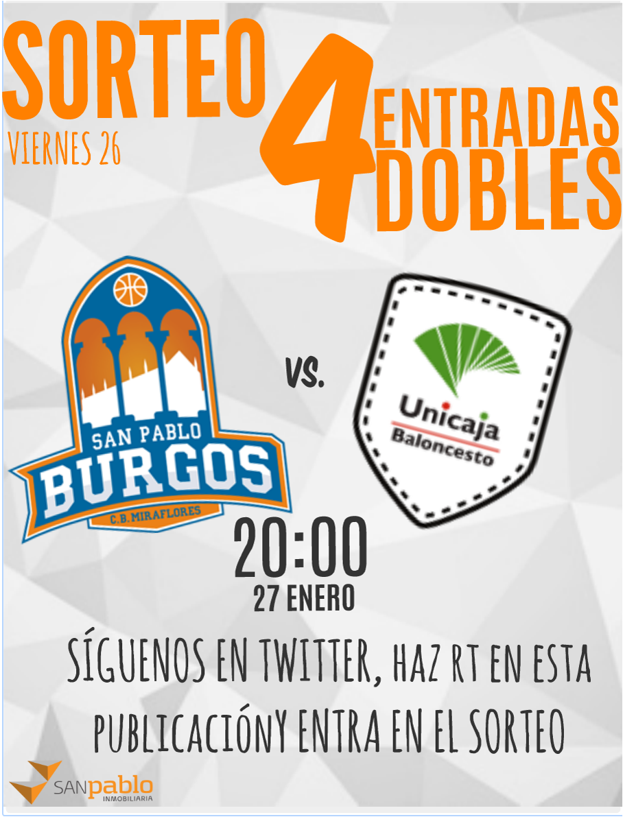 SanPabloInmo's tweet photo. Que no se pierdan las buenas costumbres
Este sábado el @SanPabloBurgos se mide ante el @unicajaCB  y nosotros queremos que los disfrutes desde el Coliseum https://t.co/MDadI5U3Ls