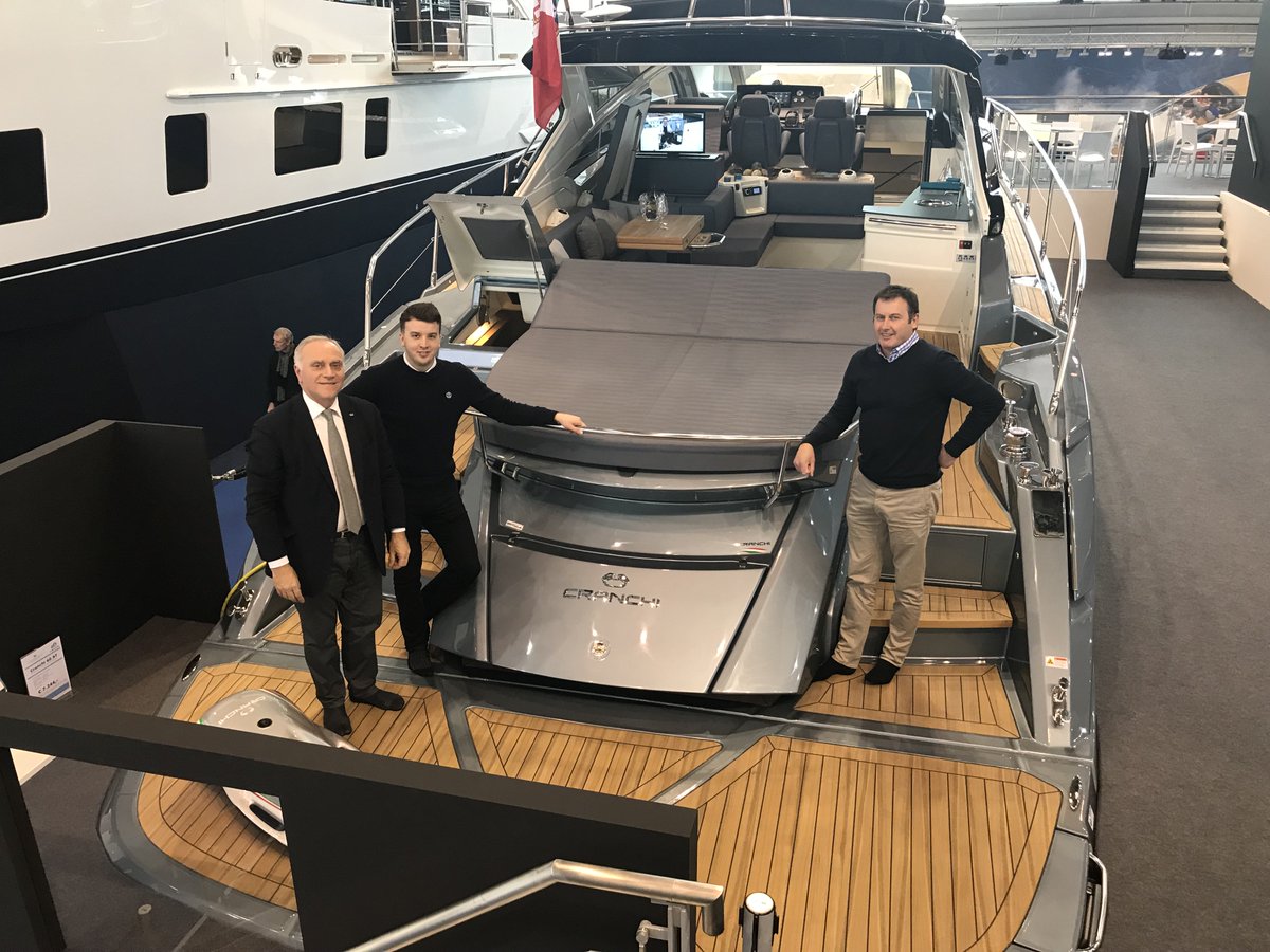 TingdeneMarinas's tweet image. NEWS - Tingdene appointed agents for @Cranchi_Yachts of Italy. Pictured is Stefano Luraschi of Cranchi with Jason Rowles and Neil Mallandain of Tingdene #BoatSales confirming this exciting new relationship at the 2018 #DusseldorfBoatShow @nonstopboot #nonstopboot