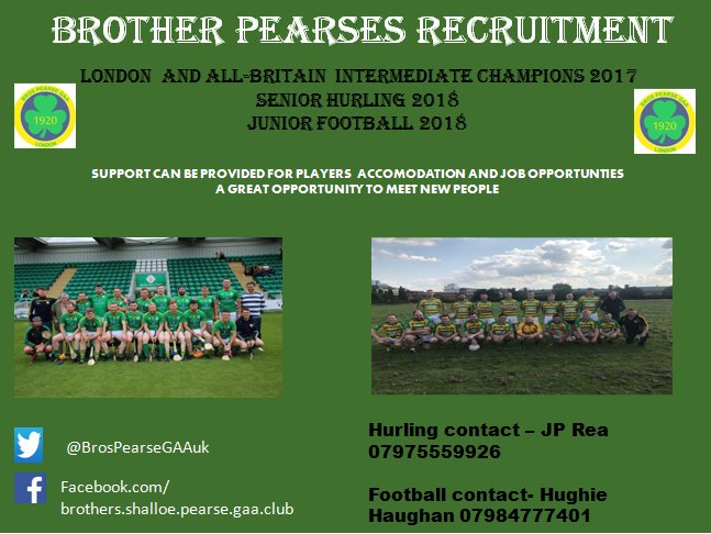 <a href="/BrosPearseGAAuk/">Brothers Pearse, London</a> @LONDAINGAA <a href="/buff_egan/">Buff Egan</a> <a href="/theirishworld/">the Irish World</a> @conorkennedy99 <a href="/ballsdotie/">Balls.ie</a> <a href="/BPCGAA/">Britain GAA</a> <a href="/HSukgaa/">Hoganstand UK</a> <a href="/peegan21/">Màc Aogain</a> <a href="/AIB_GAA/">AIB_GAA</a>