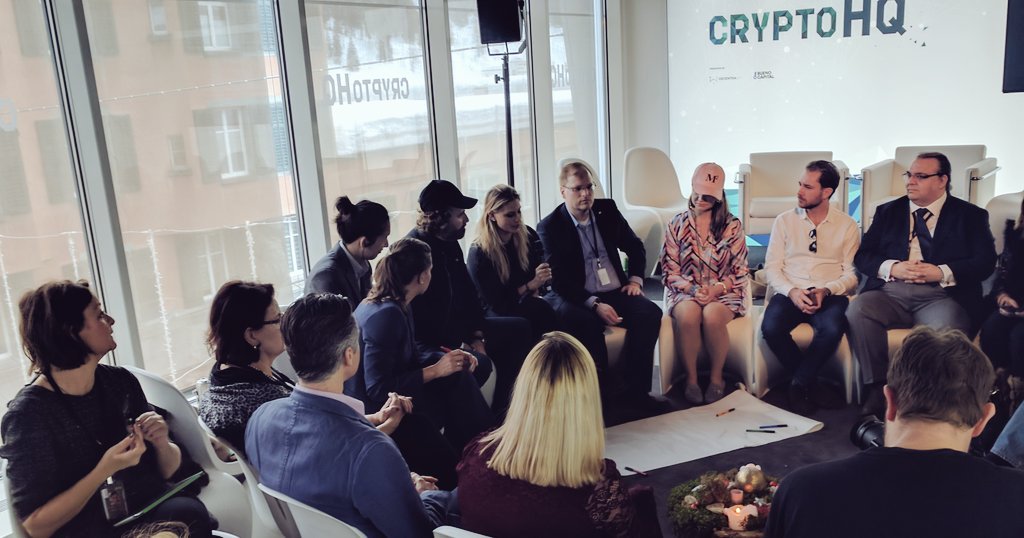 Fire circle discussion with Naima Zakaria on #Blockchain for Good @ #cryptohq in #davos
