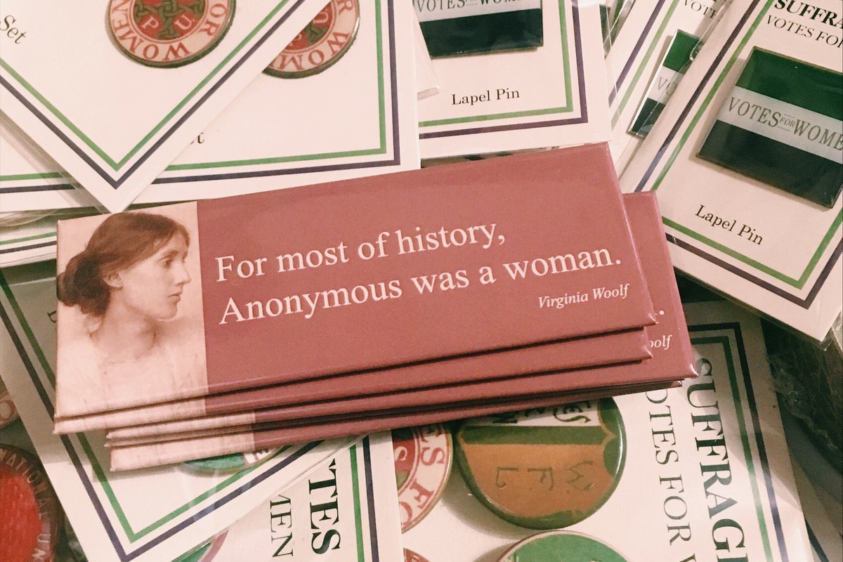 Look what just arrived for the @RWABristol shop for #WomenwithVision - a mix of #suffragette and #VirginiaWoolf #merchandise - just in time for #VirginiaWoolf birthday too, which is today! #votesforwomen #anonymouswasawoman