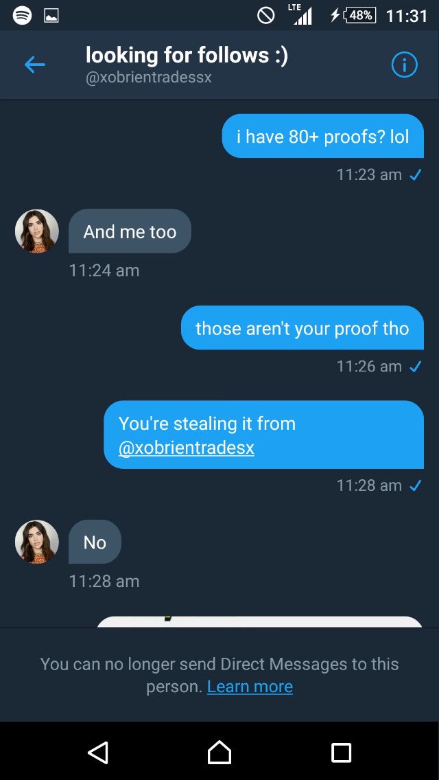 ScammersExposr's tweet photo. @xobrientradessx is a scammer ! Don’t trade or sell anything to her plus she was just stealing those proofs from @xobrientradesx 

After being called out she blocked the person https://t.co/n9rM3om5Ja