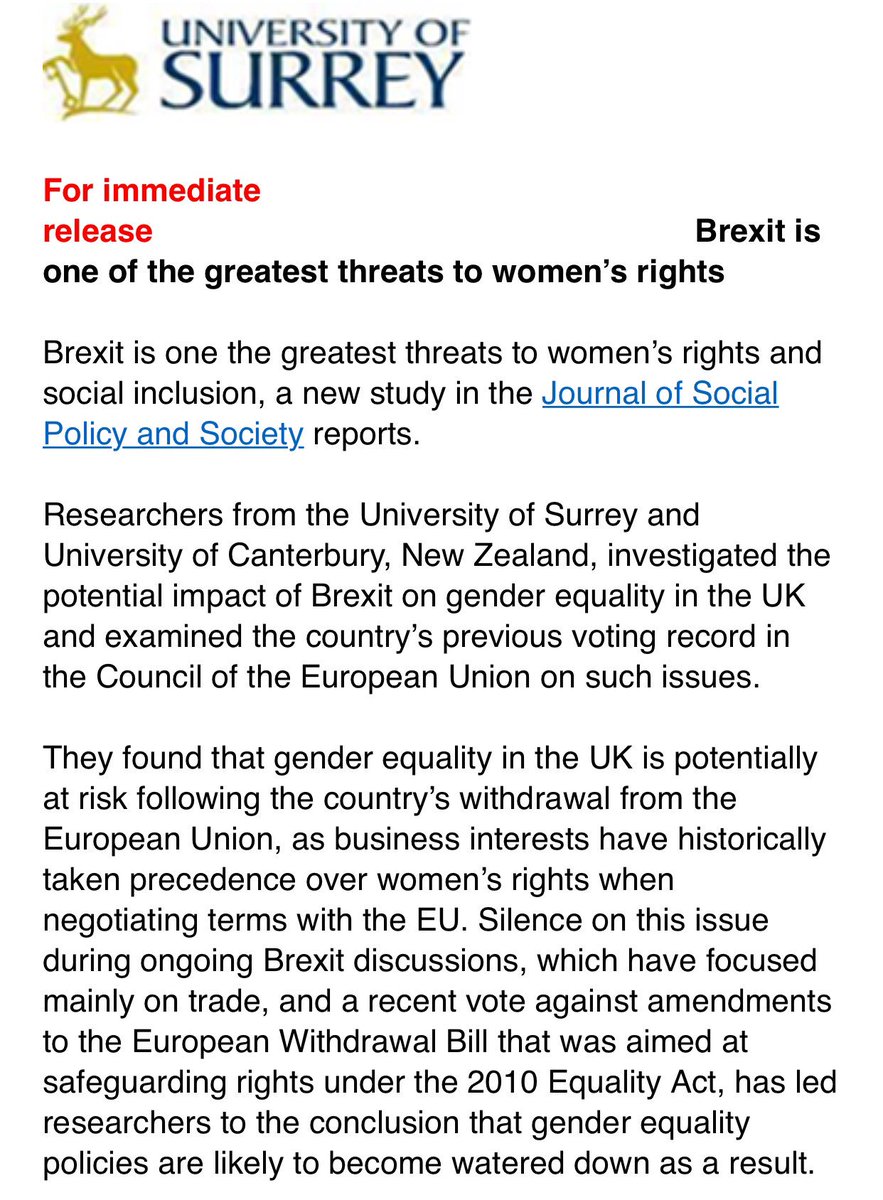 Peston's tweet photo. Is Brexit a threat to women’s rights? Not an unreasonable question in light of recent events https://t.co/cSeijEbpqm