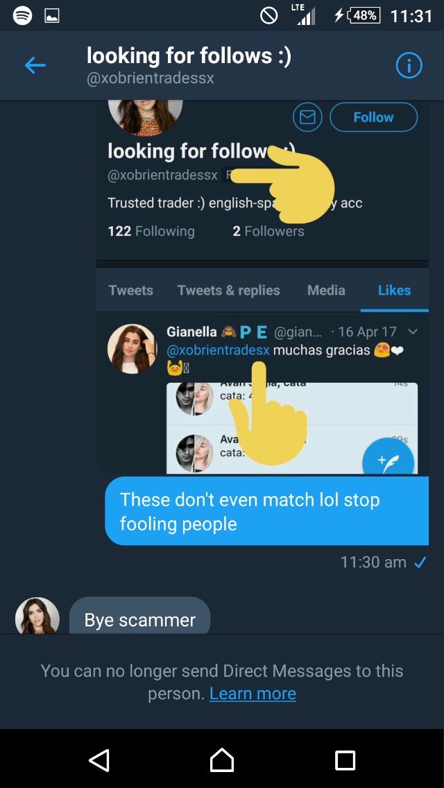 ScammersExposr's tweet photo. @xobrientradessx @xobrientradesx And oops blocked https://t.co/IV6MLX79ls