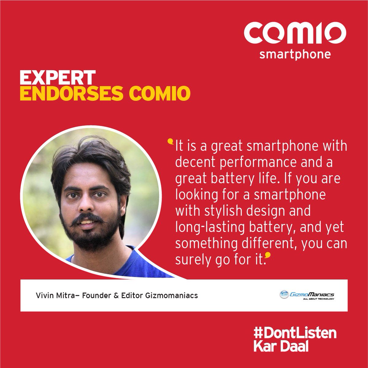COMIO_IN's tweet photo. Check out Comio C2's raving review from @iOldMonk , a tech expert from @GizmoManiacs !
Ab toh khareed daal! #DontListen Kar Daal #ComioC2 https://t.co/Q0jr8uUjra