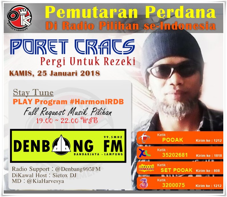 Denbang995FM's tweet photo. #PemutaranPerdana #PoretCracs #PergiUntukRejeki
StayTune #HarmoniRDB Nanti Malam
20.00 WIB DiKawal @SietoxDJ_RDB

♬@PoretCracs #PergiUntukRejeki
Cc: @Oxtavsugges
Diangkat dr Sebuah Kisah nyata, perjalanan seorang pria dr pulau jawa merantau ke Brunei demi Musik

MD: @KiaHarvesya https://t.co/W5MsdF6zqP