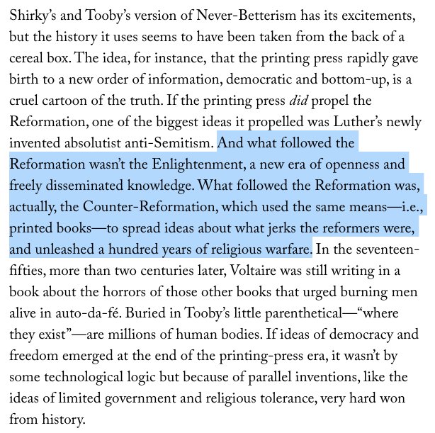 My favorite essay of all time was written in 2011, and pretty much predicted the inevitability of today's culture wars (because it happened throughout history over and over again with the advent of each new piece of new media tech)  https://www.newyorker.com/magazine/2011/02/14/the-information