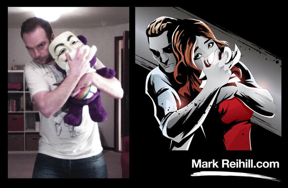 markreihill's tweet photo. I see your reference shots and I raise you "Man drugging Rainbow Heart, Care Bear wearing V for Vendetta mask".. #Reference #ReferenceShot #VforVenetta #V #CareBear #Artwork #Illustration #FML https://t.co/SKml8CWt5A