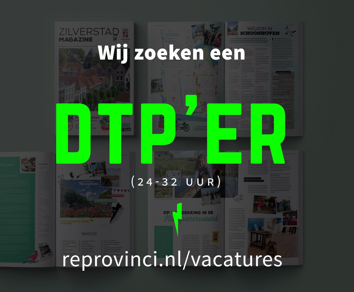 Wij zoeken een kneitergoeie DTP’er om onze magazine-afdeling te komen versterken.Meer info: reprovinci.nl/vacatures/dtp #vacature