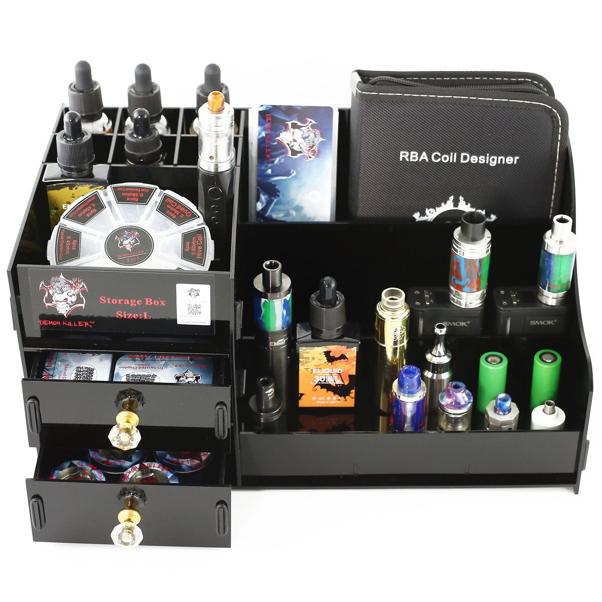 Demon killer acrylic storage box nice design for the vape products: Don't  you want to sort out your desk for clear and good looking? Maybe this storage  box will fit for you! #