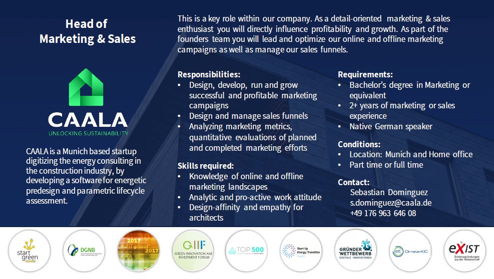 CAALA is hiring: Head of Marketing &amp; Sales

contact:
Sebastian Dominguez
s.dominguez@caala.de 
+49 176 963 646 08