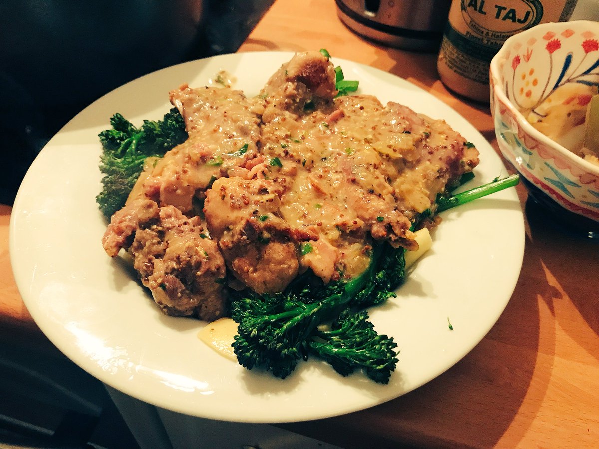 monicashaw's tweet photo. Made the rabbit dish last night from @food_writer’s new book (ok, @houseofbshaw made it mostly). It is a rabbit revelation! Loads of mustard plus wine (duh) and creme fraiche. Can’t wait to try the cioppino fish stew tomorrow! #cookingthebook https://t.co/xSdHnfSySS