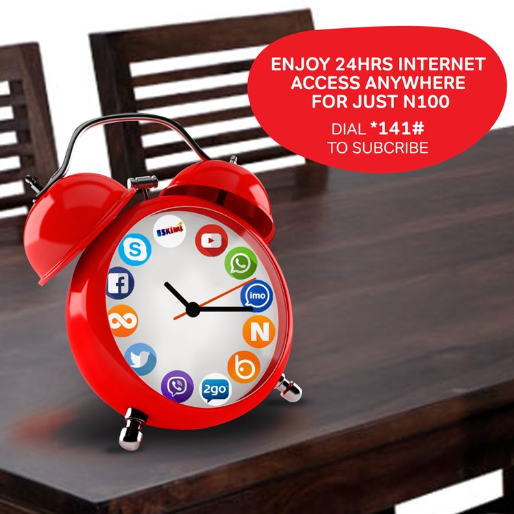 AirtelNigeria's tweet photo. Enjoy 24 hour internet access anytime anywhere for just N100! 
Dial *141# to get our Daily Plan! https://t.co/lChMjOPvwo