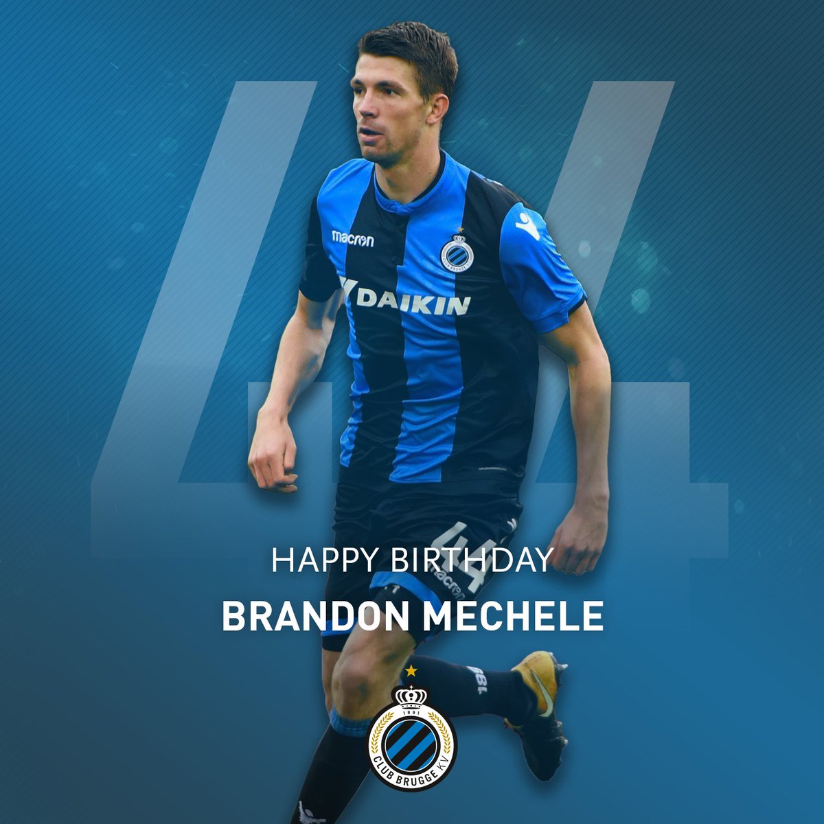 ClubBrugge's tweet photo. 2️⃣5️⃣🎉

@BMechele44 viert vandaag zijn verjaardag. Deel je verjaardagswensen met hem! https://t.co/rKKvdhbrsg