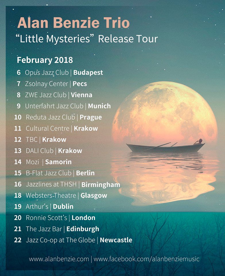 AndrewRobbBass's tweet photo. Alan Benzie's Trio album launch tour in Feb! @opusjazzclub @zsolnaynegyed #ZWEJazzClub @JazzclubUnterfa @Jazz_Club_Praha @ICC_MCK_Krakow #DaliClub #Krakow #MOZIClub #Samorin @bflat10 @jazzlinesTHSH @WebstersTheatre @ArthursPub @officialronnies @TheJazzBar @JazzCoopUK @Jazzigator https://t.co/DGsUslI0Ky
