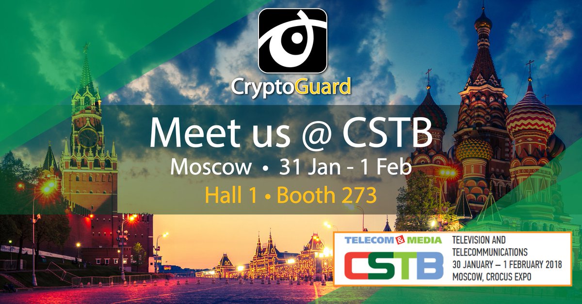 CryptoGuard_AB's tweet photo. Meet #CryptoGuard at #CSTB2018 in Moscow 31 Jan - 1 Feb. Welcome to Hall 1 | Booth 273. Visit https://t.co/5iTaJVxMEJ for more information. https://t.co/vaHe01lLM6