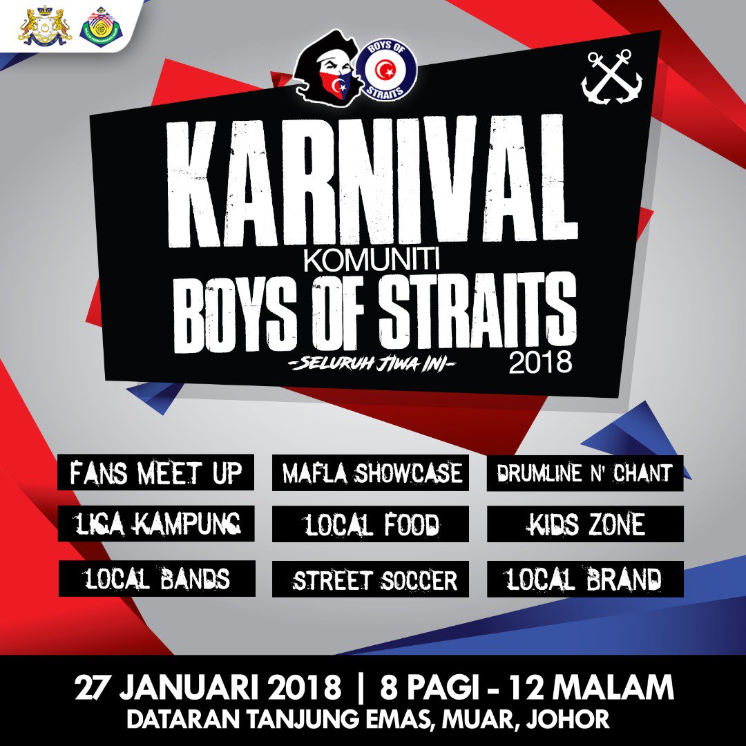BoysOfStraits's tweet photo. On x On??
Temujanji rasmi, di satu satunya tempat di Dataran Muar, Sabtu ini bagi Karnival Komuniti BOS (dday 2018)

Jom kita serbu dengan "seluruh jiwa ini" ke Muo!!!!!

#ddaybos
#BOSFAMILIA https://t.co/Lp0hV1TN9F