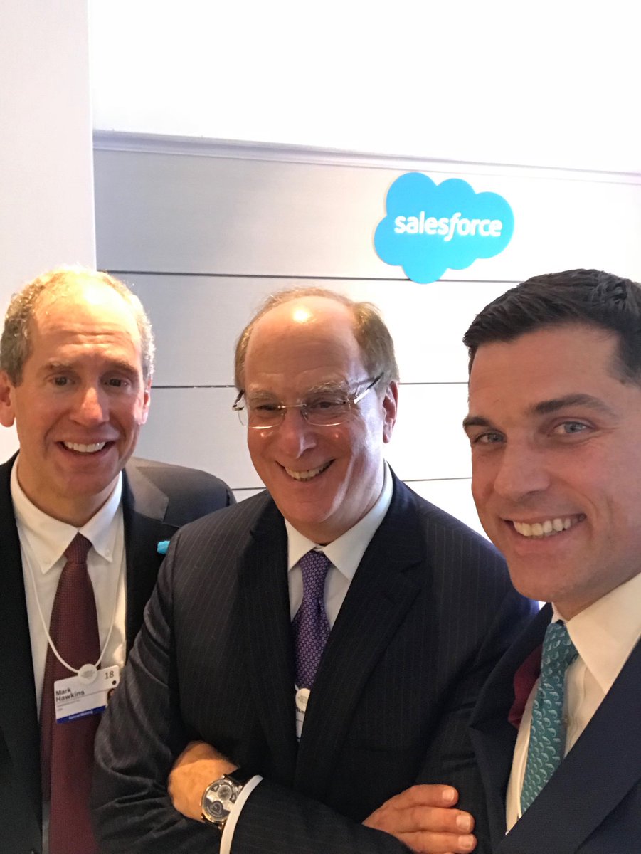 Thanks to Larry Fink, Chairman & CEO of @blackrock and @ThomasFarley CEO of  @NYSE for being panelists at the Davos CFO Forum hosted by @salesforce in  collaboration with the World Economic Forum. #