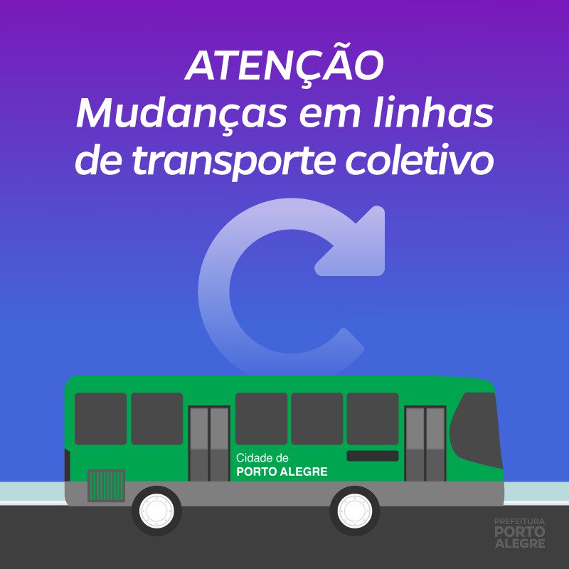 Prefeitura_POA's tweet photo. Linhas de ônibus terão alterações a partir de sábado. Saiba mais em
https://t.co/51siCuws20 https://t.co/wPYg8lot5Z