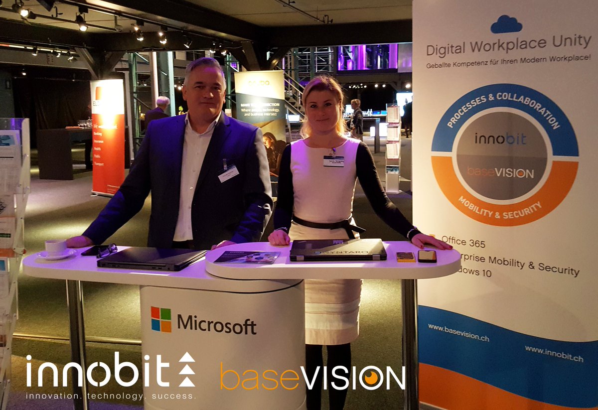 innobit_ag's tweet photo. #innobit & @basevision als #digitalworkplaceunity beim @microsoft_ch I2 Event mit geballter Kompetenz zum Thema #securedigitalworkplace --> Mehr dazu auf dem @microsoft_ch KMU Blog unter https://t.co/XHNnDN9KWb https://t.co/KfLxz9NsNX