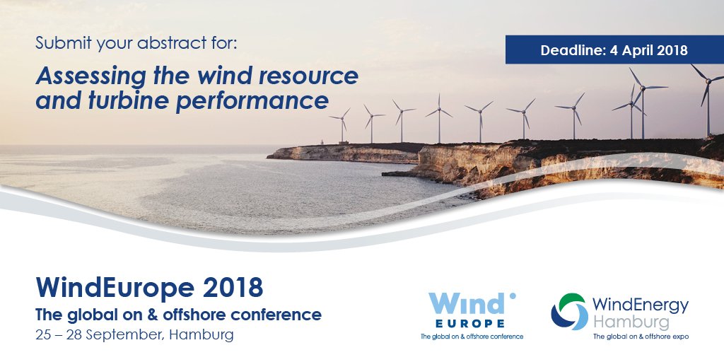 WindEuropeEvent's tweet photo. How can we improve the accuracy of estimating how much wind there is at a given site? What better models and validation tools can we develop and use? Submit your abstract here for WindEurope 2018 at #GlobalWind2018: https://t.co/pXRUJVDc23 https://t.co/WlqqliGOXn