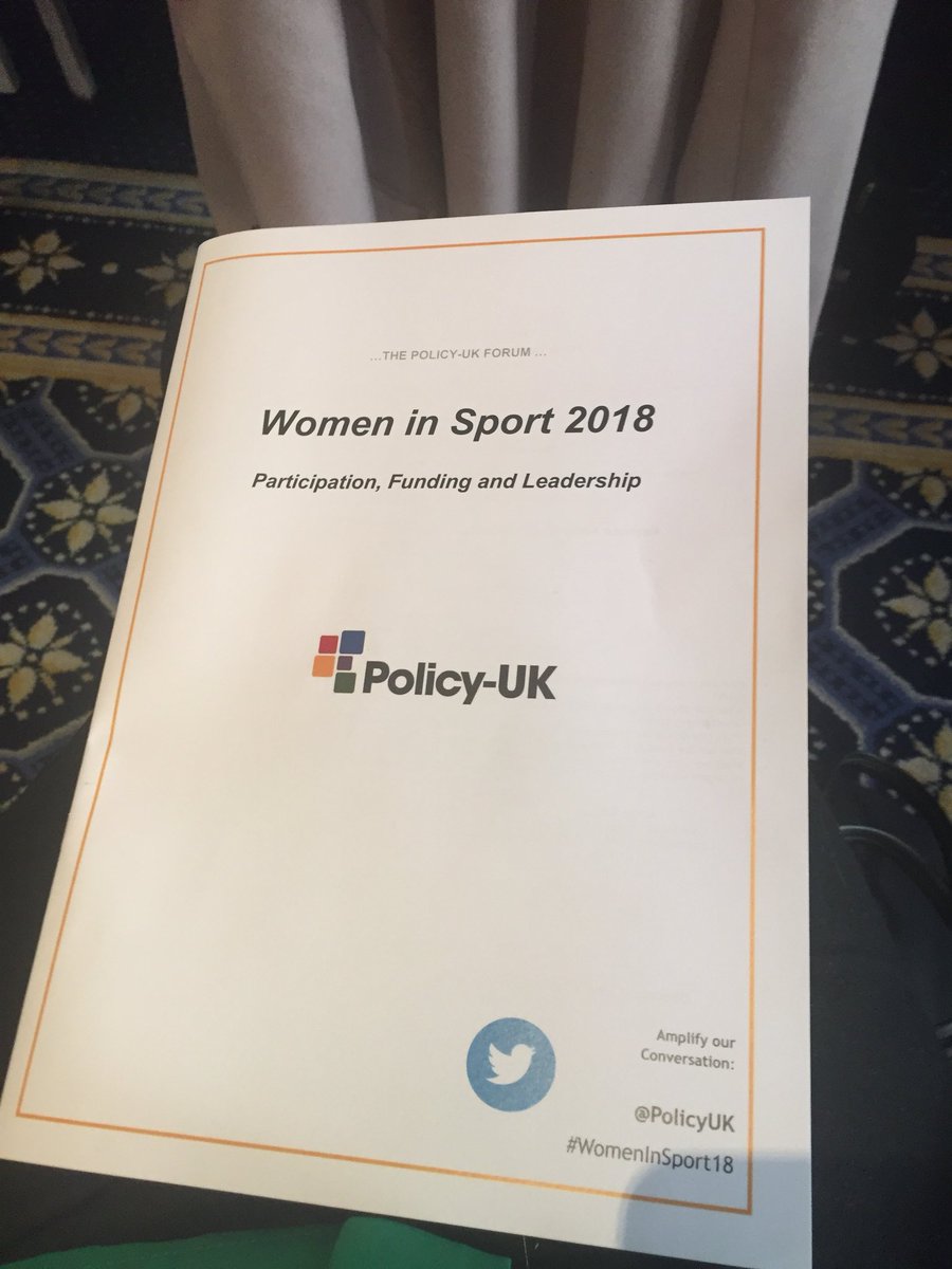 Really interesting start to @PolicyUk #WomenInSport18 forum. Great keynote by @RuthHoldaway looking at the future of women’s sport. At 7 years old, girls begin to drop out of #sport - we need to address & change this